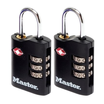 Set 2 ks kombinačných visiacich zámkov Master Lock TSA 4686EURT - čierny